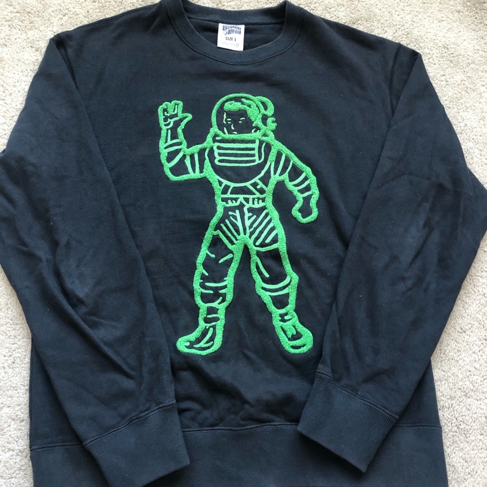Billionaire Boys Club Chenille Spaceman Crewneck Sweater - Black/Green - Size L